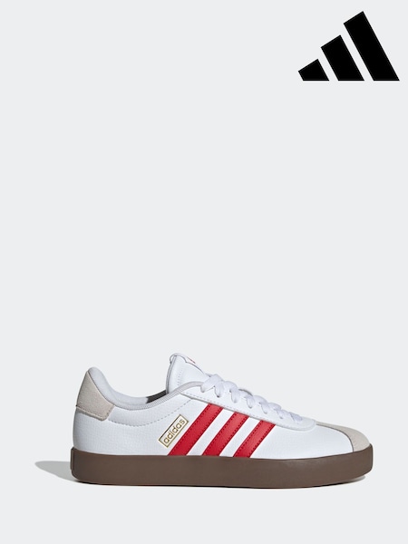adidas White/Burgundy VL Court 3.0 Trainers (N25216) | £60