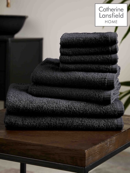 Catherine Lansfield Black Quick Dry 100% Cotton Towel Set (N25635) | £23