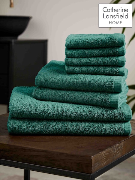 Catherine Lansfield Forest Green Quick Dry 100% Cotton Towel Set (N25653) | £23