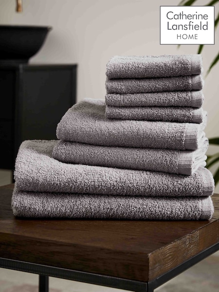 Catherine Lansfield Grey Quick Dry 100% Cotton Towel Set (N25673) | £23