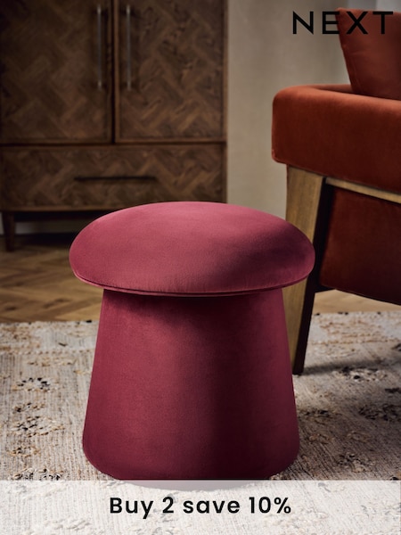 Soft Velvet Cranberry Red Toadstool Storage Stool (N25699) | £80