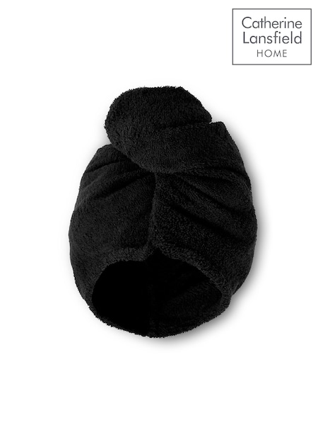 Catherine Lansfield Black Quick Dry 100% Cotton 2 Pack Turbie Head/Hair Towel (N25711) | £11