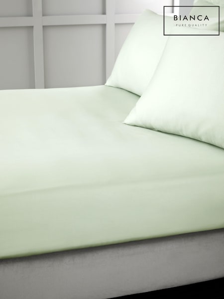 Bianca Green 400 Thread Count 100% Cotton Sateen Fitted Sheet (N25851) | £22 - £40