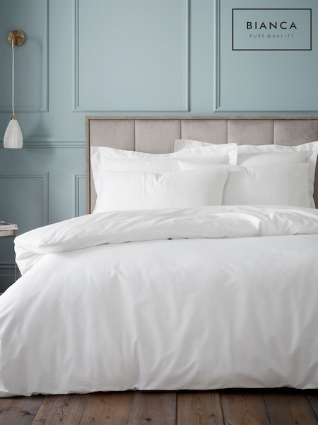 Bianca White 180 Thread Count Cotton Duvet Cover (N25875) | £35 - £65