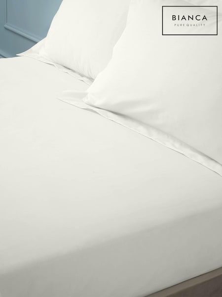 Bianca Cream 180 Thread Count Cotton Fitted Sheet (N25912) | £20 - £32
