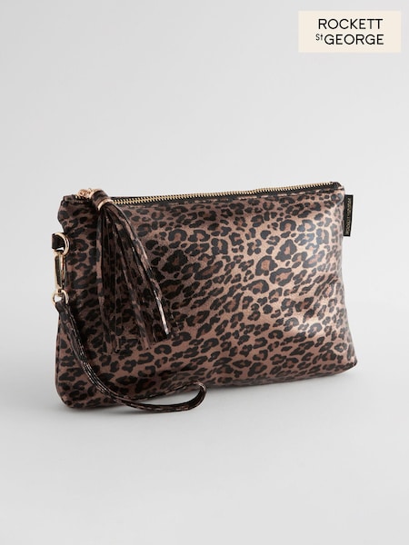 Rockett St George Leopard Print Animal Clutch Bag (N25975) | £28
