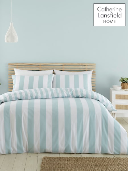 Catherine Lansfield Seafoam Cove Stripe Reversible Duvet Cover Set (N26025) | £17 - £28