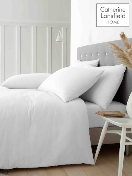 Catherine Lansfield White Brushed 100% Cotton Duvet Cover Set (N26169) | £20 - £40