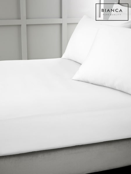 Bianca White 400 Thread Count 100% Cotton Sateen Fitted Sheet (N26183) | £22 - £40