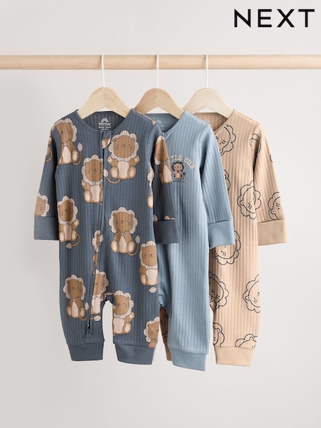 Navy Baby Two Way Zip Footless 100% Cotton Sleepsuits 3 Pack (0mths-3yrs) (N26395) | £20 - £22
