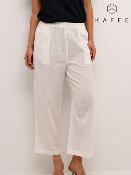 Kaffe Vigga Culotte Elastic Waist White Trousers (N26546) | £18