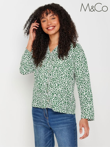 M&Co Green Long Sleeve Blouse (N26957) | £24