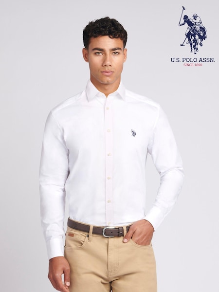 U.S. Polo Assn. White Long Sleeve Mens Poplin Shirt (N27009) | £65