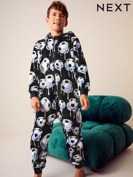 Black Football Fleece All-In-One (3-16yrs) (N27304) | £22 - £34