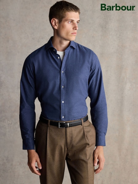Barbour® Navy Regular Fit Flannel 100% Cotton Shirt (N27906) | £80
