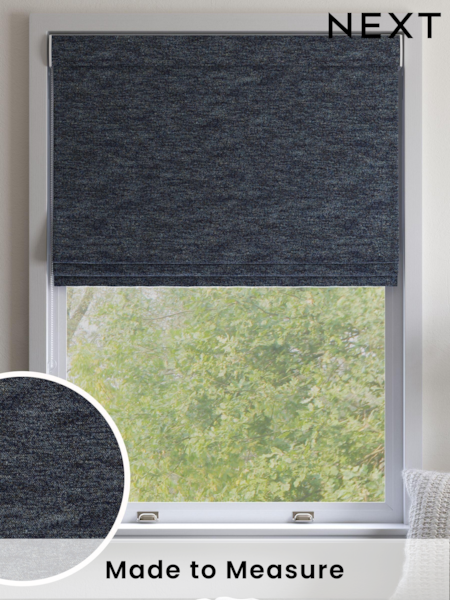 Navy Blue Boucle Texture Made to Measure Roman Blind (N27985) | £70