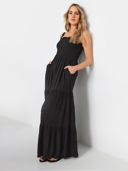 Long Tall Sally Black Crinkle Tiered Dress (N28320) | £31