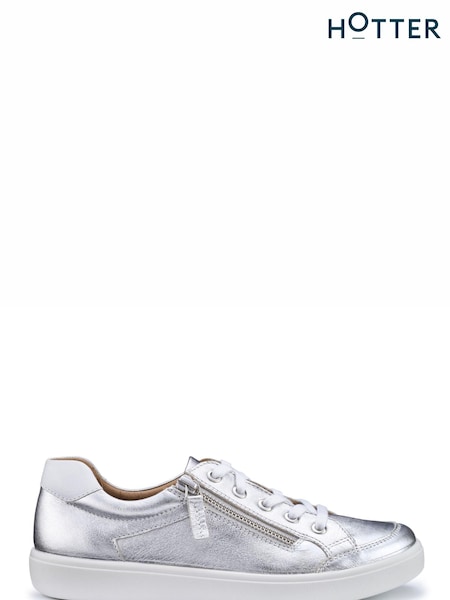 Hotter Silver Extra Wide Fit Chase II Lace up / Zip Trainers (N28511) | £89