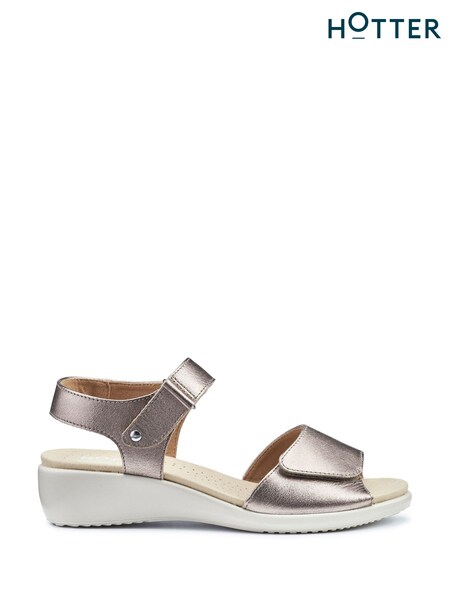 Hotter Gold Iyla Touch Fastening Sandals (N28514) | £29