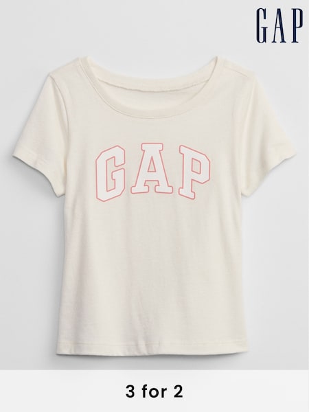 Gap White Logo Graphic Short Sleeve T-Shirt (6mths-5yrs) (N28602) | £10