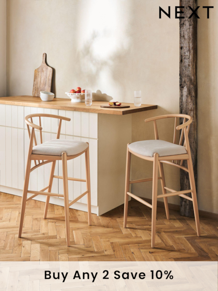 Natural Light Stockholm Soft Linen Look Leg Bar Stool (N29082) | £250