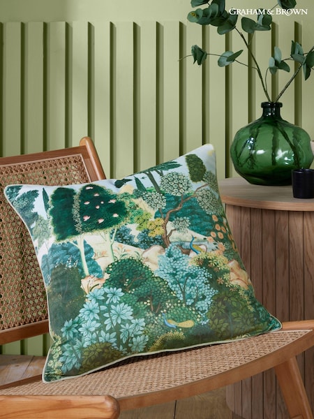 Graham & Brown Green New Eden Feather Filled Cushion (N29409) | £35