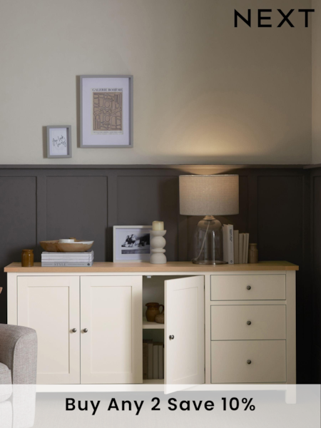 Cream Malvern Oak Effect Extra Large Sideboard (N29418) | £525
