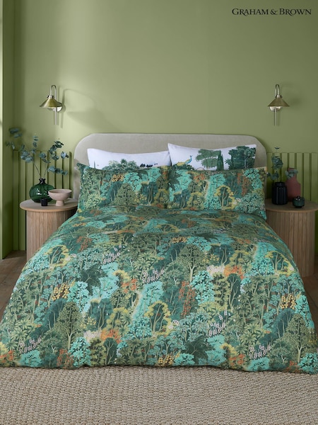 Graham & Brown Green 100% Cotton New Eden Duvet Cover and Pillowcase Set (N29425) | £90 - £110