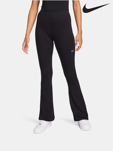 Nike Black Chill Knit Mini-Rib Flared Leggings (N30059) | £65