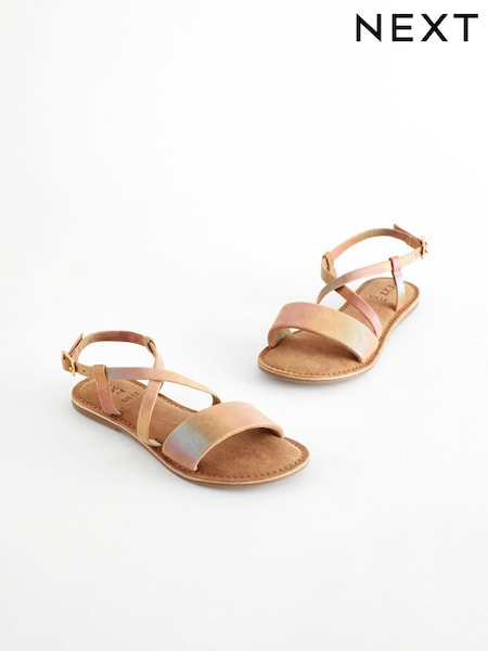 Pastel Rainbow Shimmer Leather Sandals (N31133) | £18 - £25