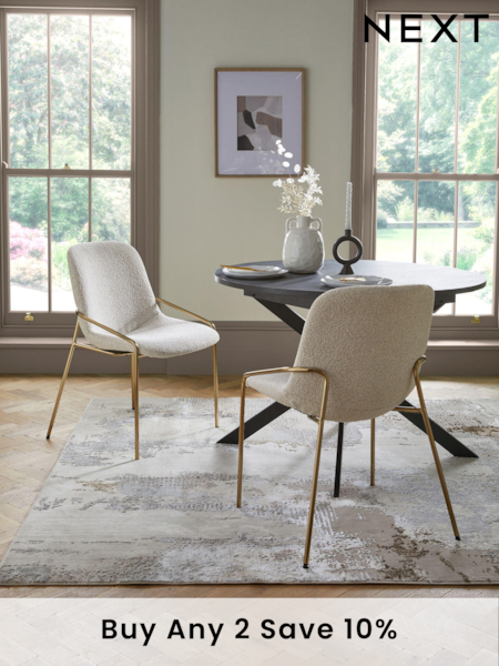Set of 2 Casual Boucle Light Natural Elia Dining Chairs (N31158) | £299