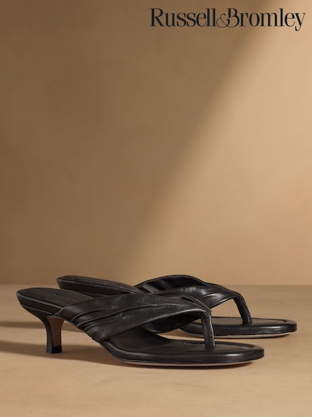 Black - Russell & Bromley Trent Toe Post Kitten Heels