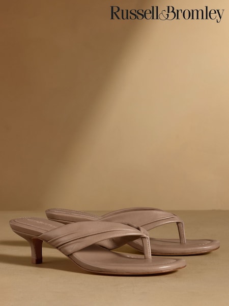 Taupe - Russell & Bromley Trent Toe Post Kitten Heels