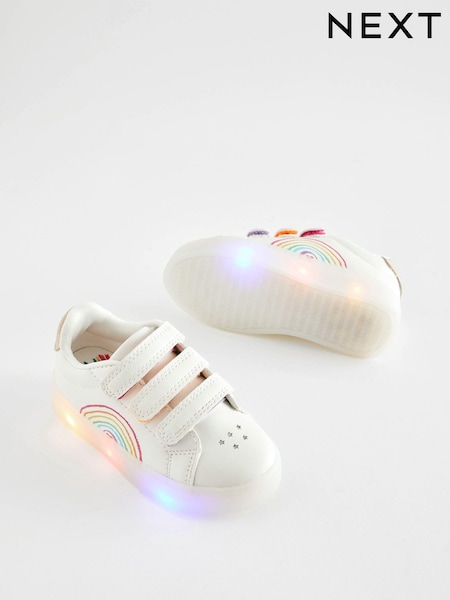 White Rainbow Touch Fasten Light-Up Trainers (N31779) | £24 - £27