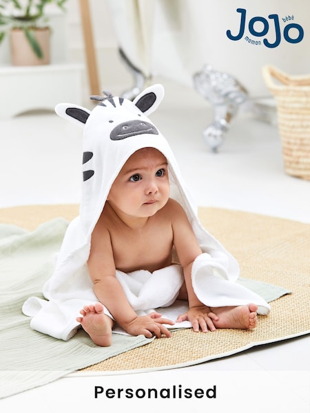 JoJo Maman Bébé Personalised Zebra Hooded Towel (N32482) | £25.50