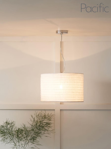 Pacific White Patpong 35cm Jute Easy Fit Pendant Ceiling Light (N32779) | £20