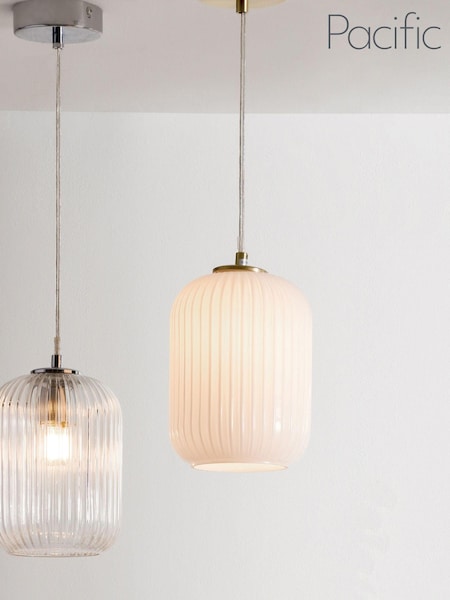 Pacific Gold Alessia Glass and Metal Ribbed Glass Pendant Ceiling Light (N32782) | £60
