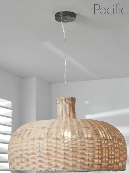 Pacific Natural Caswell Rattan Dome Pendant Ceiling Light (N32783) | £130