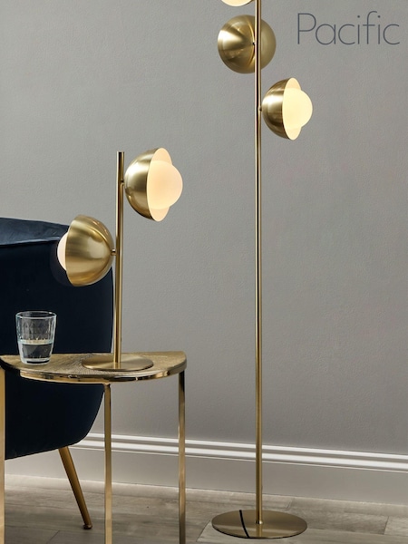 Pacific Gold Estelle Brass Metal and Orb Dome Floor Lamp (N32835) | £150