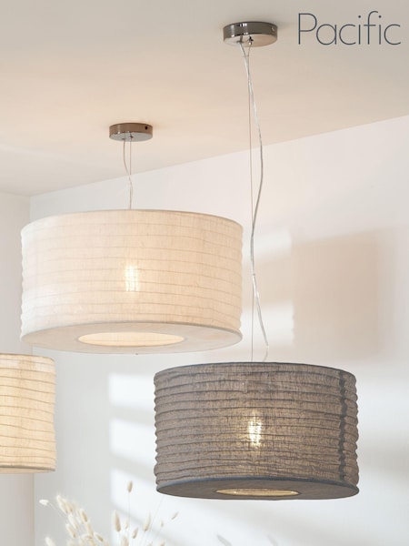 Pacific Grey Patpong 35cm Jute Easy Fit Pendant Ceiling Light (N32852) | £20