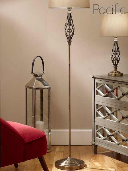 Pacific Antique Brass Jenna Metal Twist Detail Floor Lamp (N33039) | £130