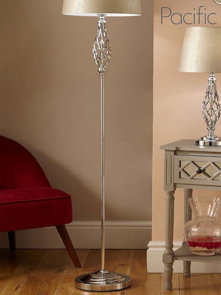Pacific Silver Jenna Metal Twist Detail Floor Lamp (N33050) | £130
