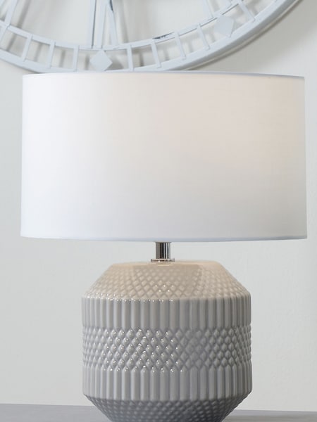 Pacific Grey Meribel Geo Textured Ceramic Table Lamp (N33062) | £50