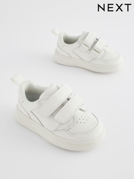 White Wide Fit (G) Baby Touch Fastening Leather First Walker Shoes (N33099) | £30