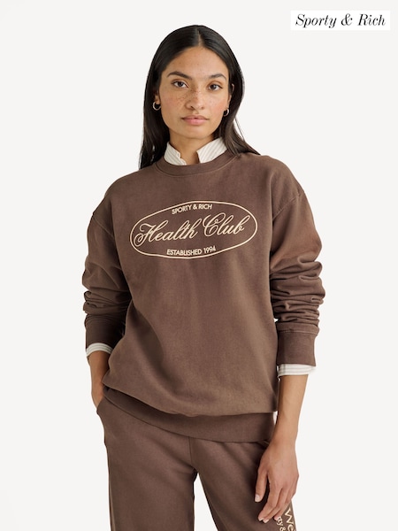 Sporty & Rich Brown Oval Health Crew Neck Jumper (N33102) | £140