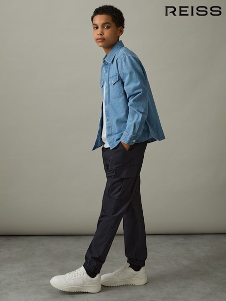 Reiss Navy Lucian 3-9 yrs Technical Drawstring Cuffed Cargo Trousers (N33386) | £32