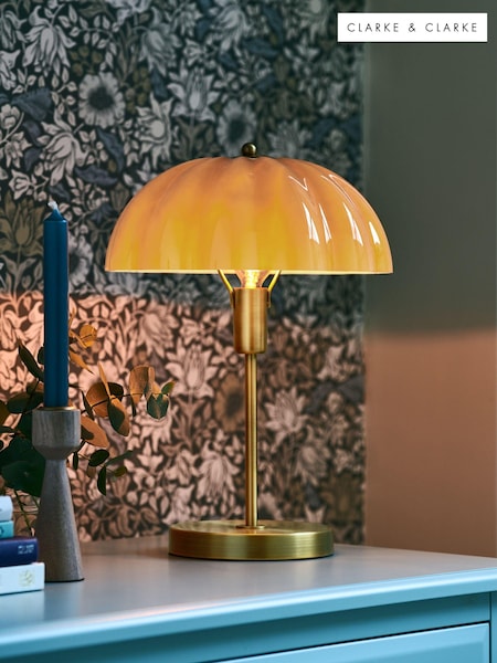 Clarke and Clarke Amber Scalloped Glass Vintage Reading Lamp (N33638) | £90