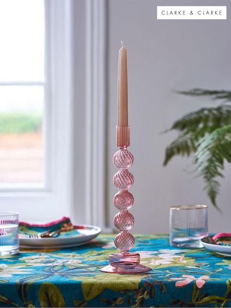 Clarke & Clarke Pink Bobble Taper Candle Holder (N33710) | £18