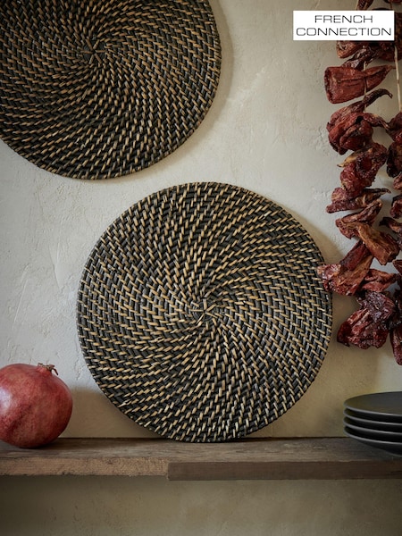 French Connection Black Rattan Hand Woven Single Placemat (N33735) | £14