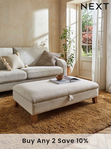 Tweedy Plain Light Natural Albury Large Footstool (N33842) | £230